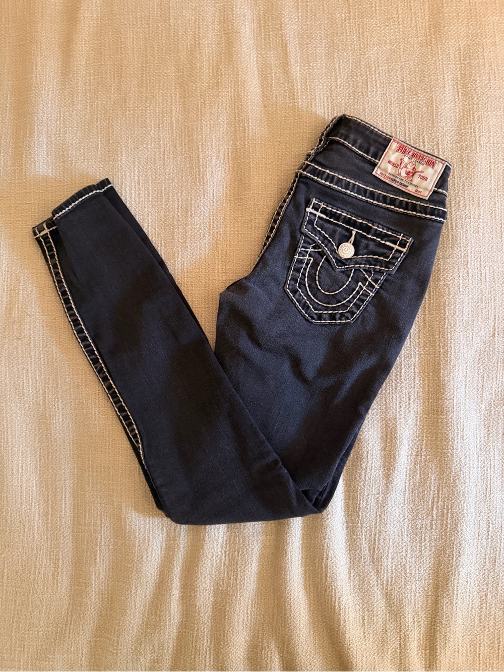 Black True Religion Jeans with Contrast Stitching
